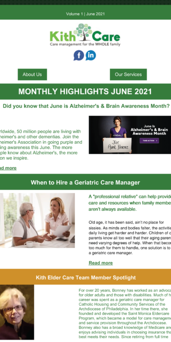Kith Care Newsletter June 2021 Front